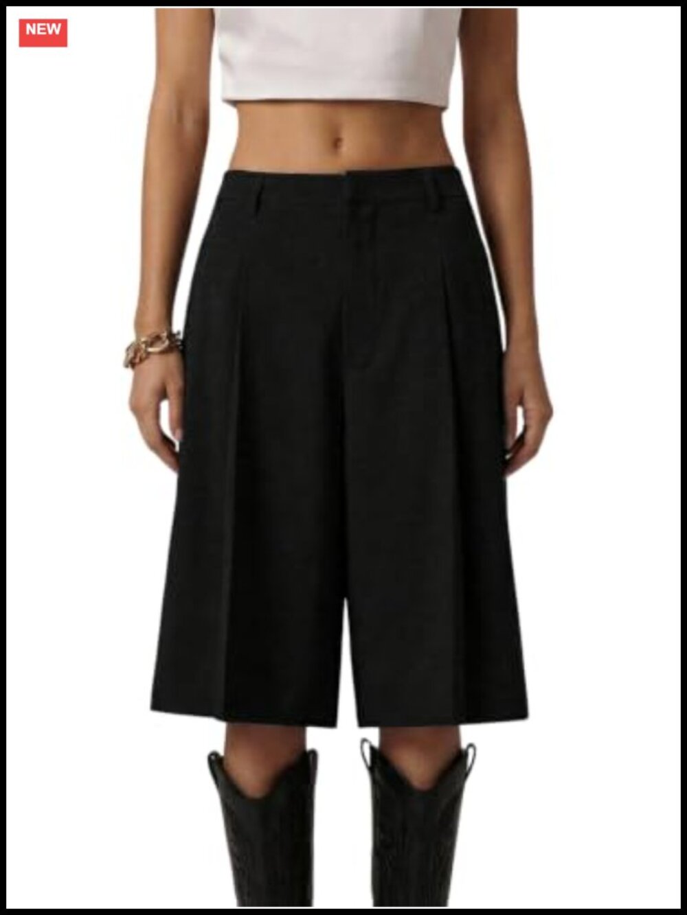 Wide Leg Bermuda Shorts Pleated Dressy Casual Knee Length